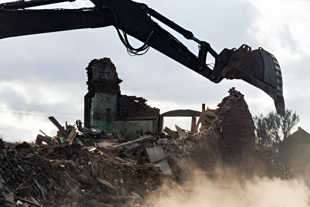 demolishing fire damage house